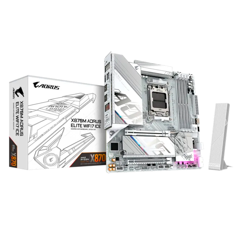 Motherboard Gigabyte X870m Aorus Elite Wifi7 Ice, Chipset Amd X870, Socket Amd Am5, M-atx