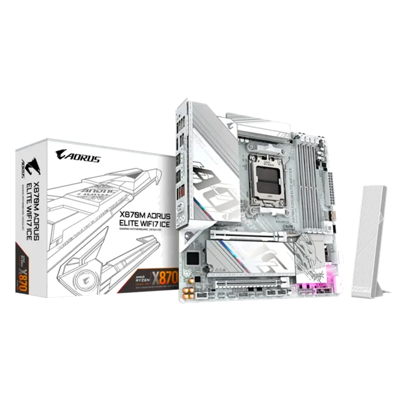 Motherboard Gigabyte X870m Aorus Elite Wifi7 Ice, Chipset Amd X870, Socket Amd Am5, M-atx