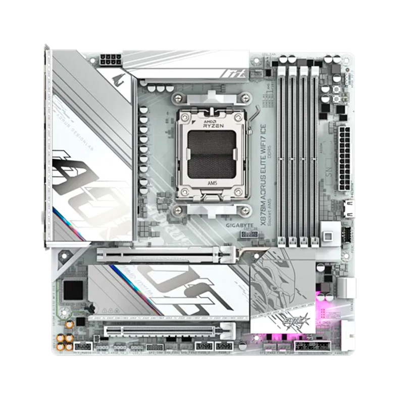 Motherboard Gigabyte X870m Aorus Elite Wifi7 Ice, Chipset Amd X870, Socket Amd Am5, M-atx — vista 2