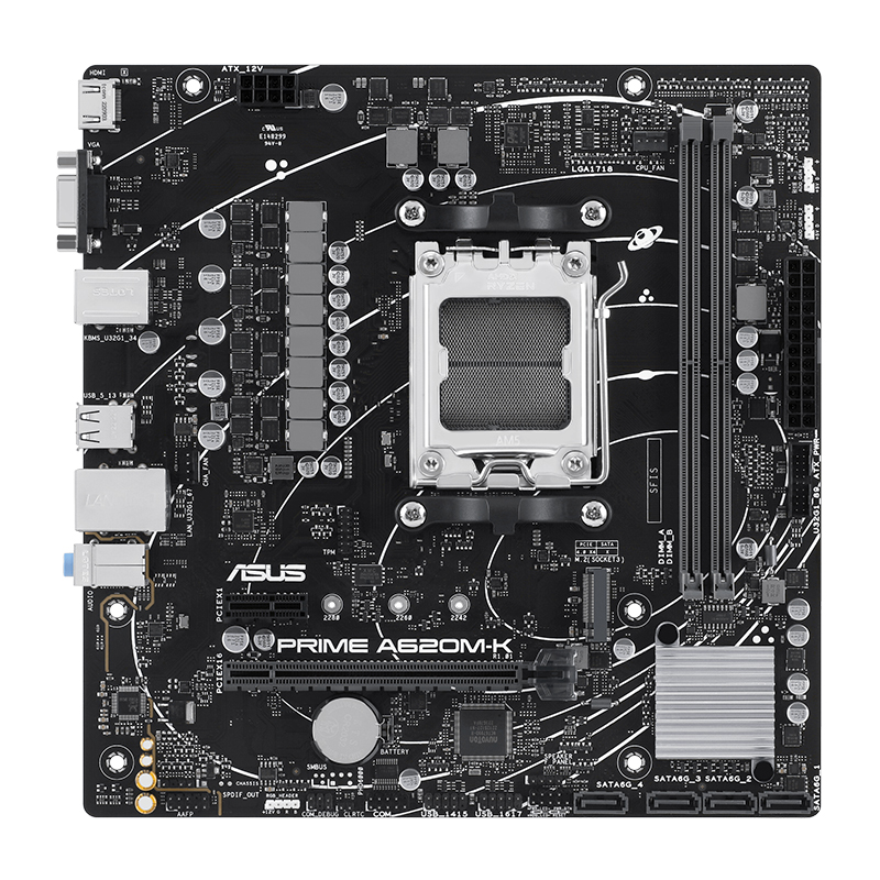 Motherboard Asus Prime A620m-k, Chipset Amd A620, Socket Amd Am5, Micro Atx