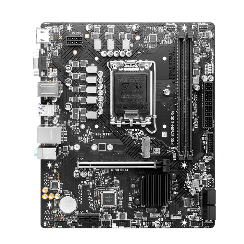 Motherboard Msi Pro Pro B760m-e Ddr4, Chipset Intel B760, Lga1700, Hdmi, Vga, Matx.