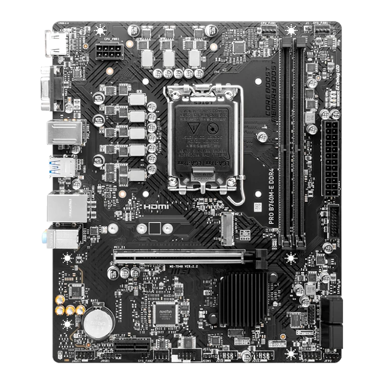 Motherboard Msi Pro Pro B760m-e Ddr4, Chipset Intel B760, Lga1700, Hdmi, Vga, Matx.