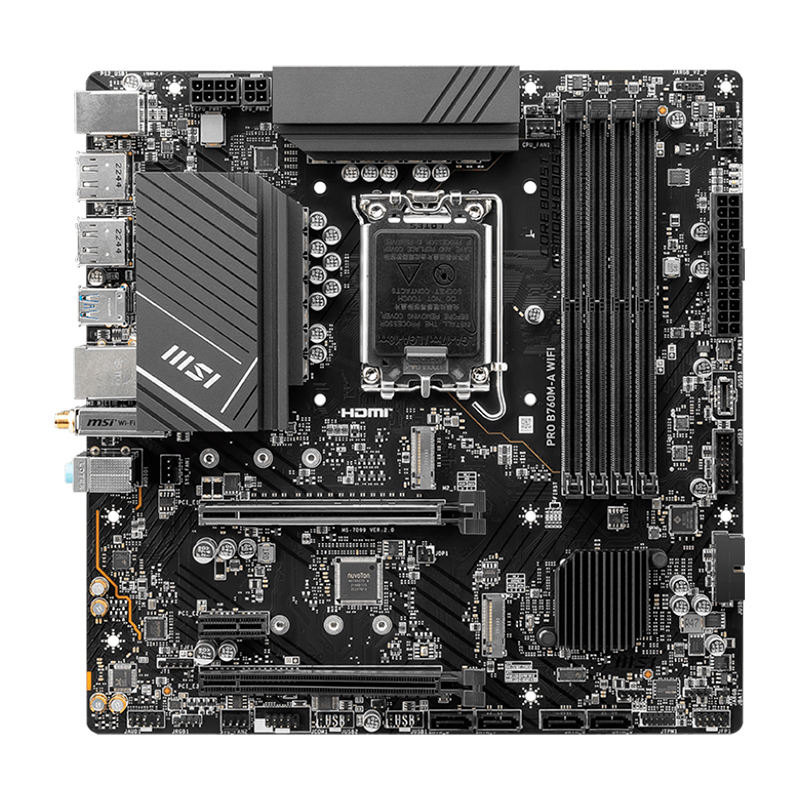 Motherboard Msi Pro B760m-a Wifi, Chipset Intel B760, Lga1700, Hdmi X2, Dp X2, Matx