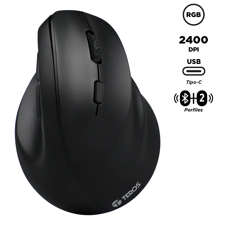 Mouse Inalámbrico Teros Te-5169n, 2.4g+bluetooth, 2400 Dpi, Usb, Color Negro