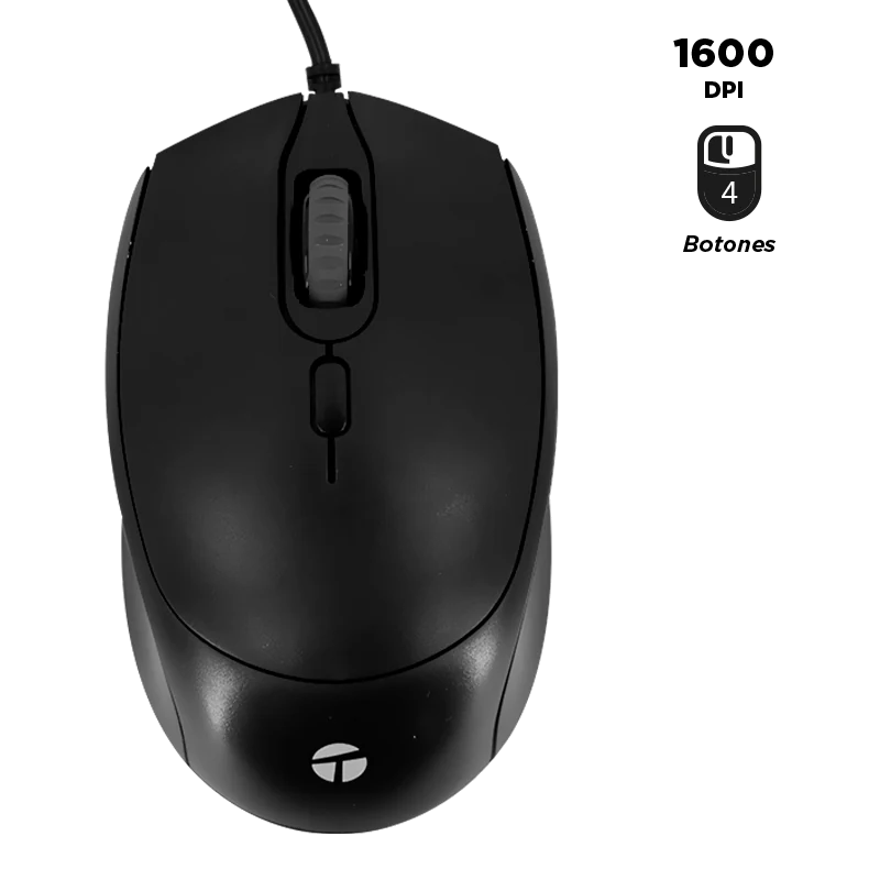 Mouse óptico Teros Te-1222s, 800-1200-1600 Dpi, Usb, 4 Botones