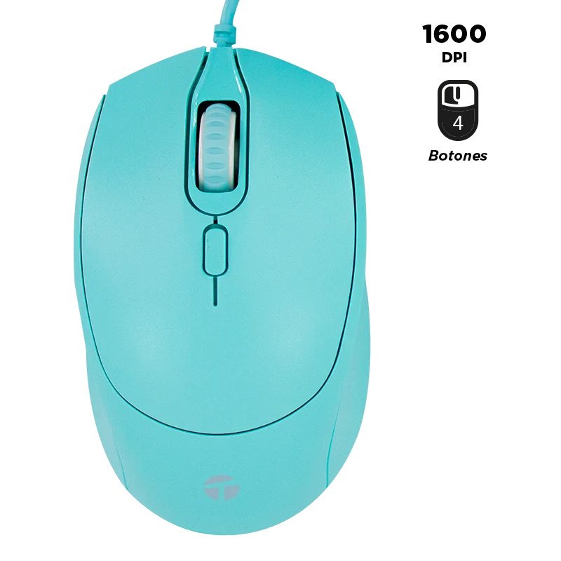 Mouse óptico Teros Te-1227s, 800-1200-1600 Dpi, Usb, 4 Botones, Color Verde