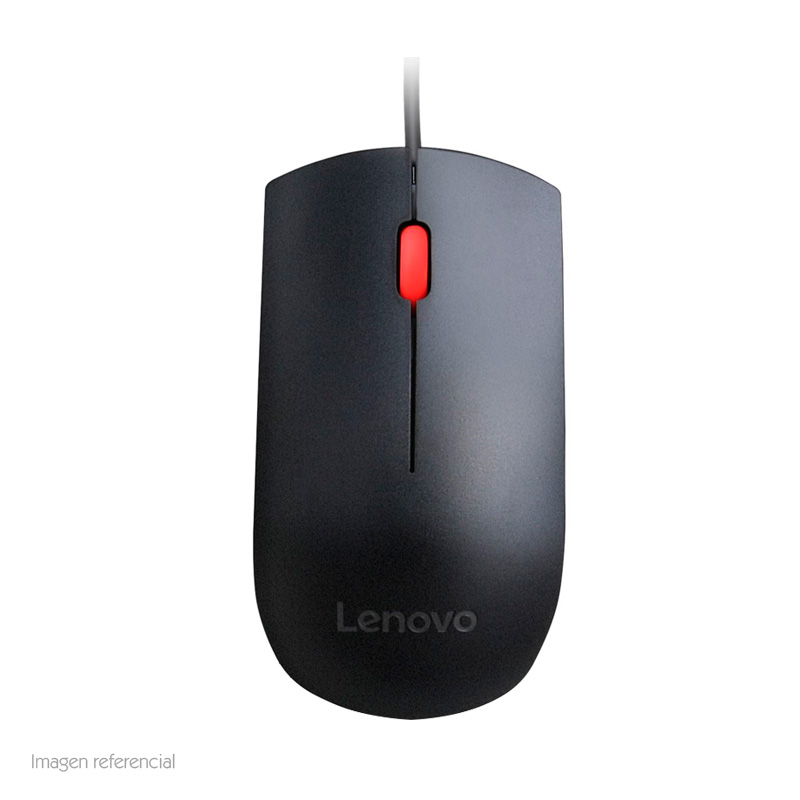 Mouse óptico Lenovo Essential, 1600 dpi, USB, Negro, presentación en caja.