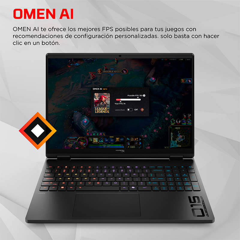 Notebook Gaming HP HyperX Omen 15-ga0001la, Core i7-14650HX hasta 5.2GHz, 16GB DDR5-5600