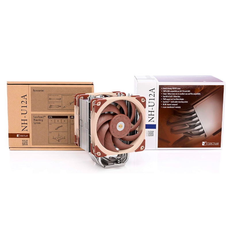 Fan-Cooler Noctua NH-U12A NF-A12x25 PWM, Dual, Premium para CPU (120mm/Marron/22.6 dB)