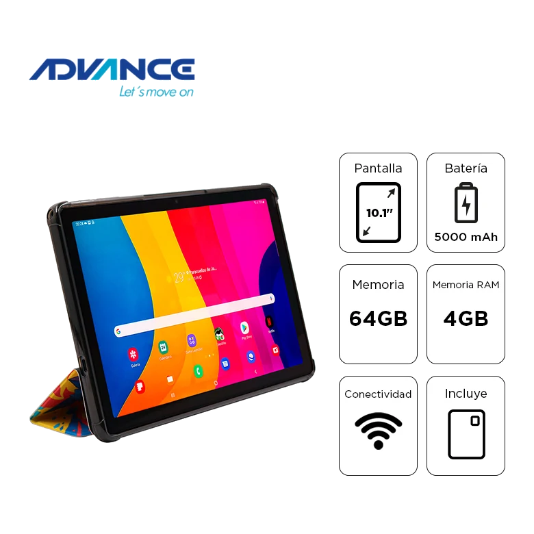 Tablet Advance Smartpad Sp3703 Wifi 10.1" Wxga Ips A333 1.75ghz 4gb 64gb Android 15 Gris
