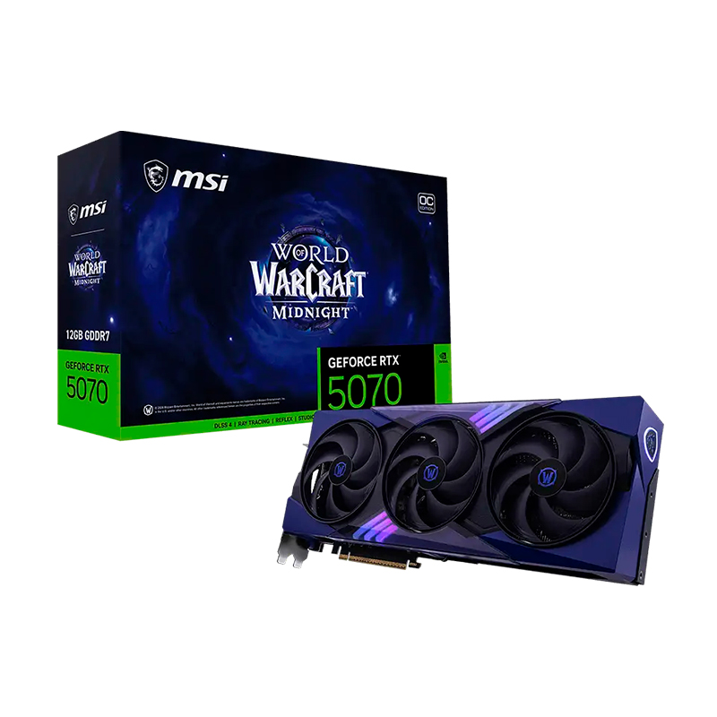 Tarjeta De Video Msi Geforce Rtx5070 12g Wow Midnight Void Edition Oc, 12 Gb Gddr7, Pcie 5
