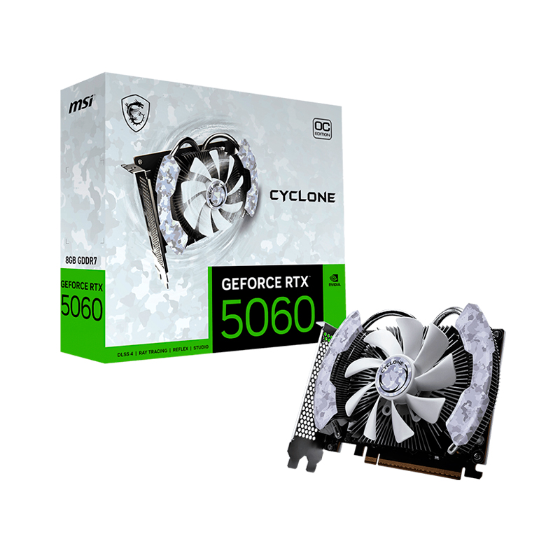 Tarjeta De Video Msi Geforce Rtx 5060 8g Cyclone Oc, 8 Gb Gddr7, Pcie 5.0