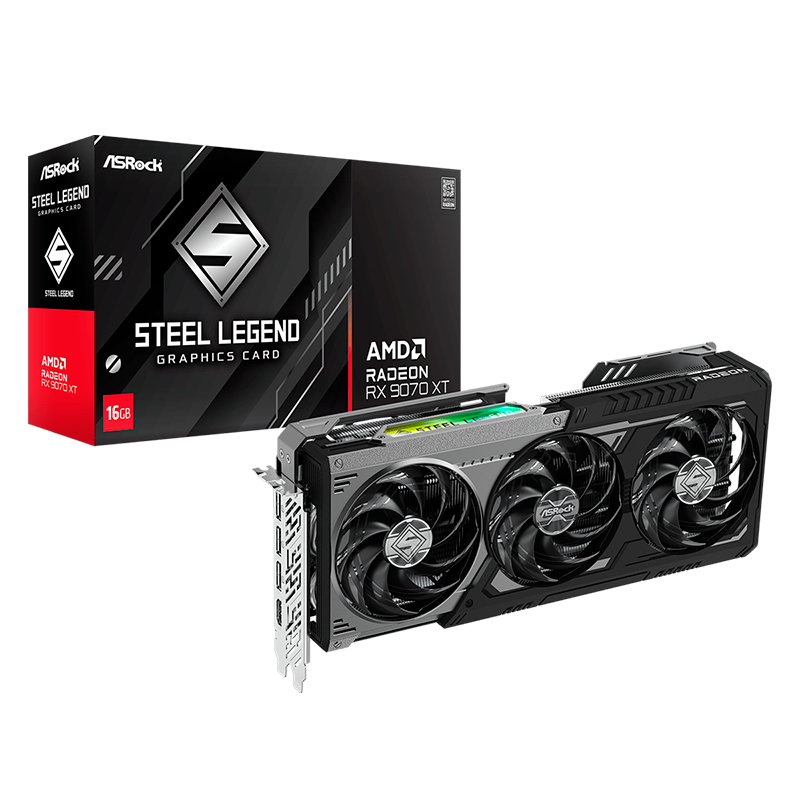 Tarjeta De Video Amd Radeon Rx 9070 Xt Steel Legend Dark 16gb, 16 Gb Gddr6, Pci-e 5.0