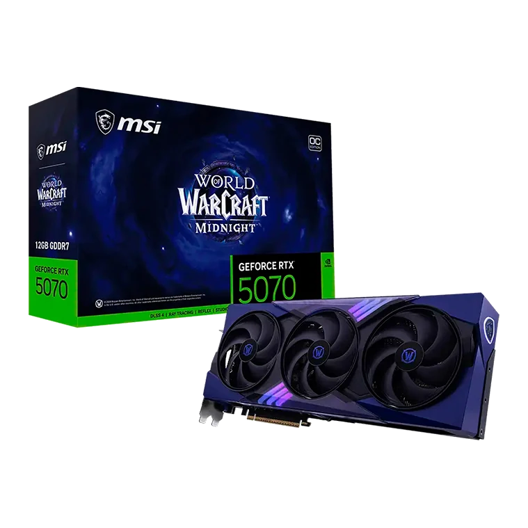 Tarjeta De Video Msi Geforce Rtx5070 12g Wow Midnight Void Edition Oc, 12 Gb Gddr7, Pcie 5