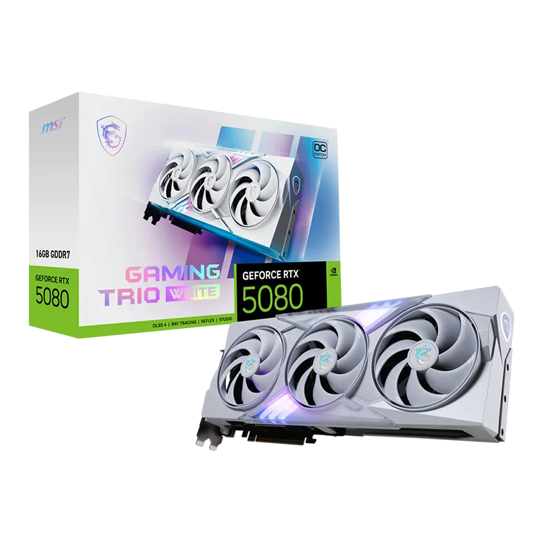 Tarjeta De Video Msi Geforce Rtx 5080 16g Gaming Trio Oc White, 16gb Gddr7, Pcie Gen 5.0