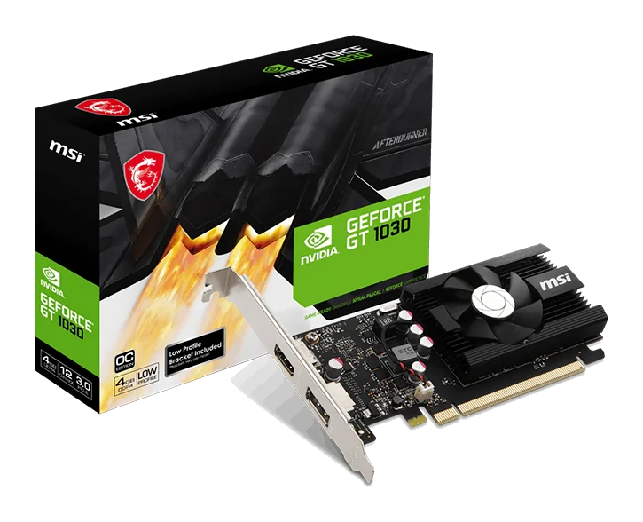 Tarjeta De Video Msi Geforce Gt 1030 4gd4 Lp Oc, 4gb Ddr4, Pci Express 3.0 X16 (x4)
