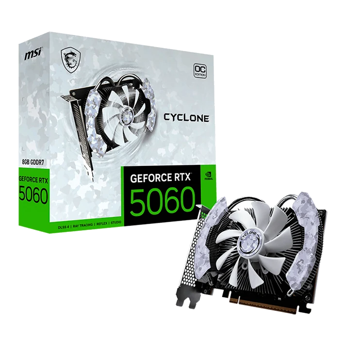 Tarjeta De Video Msi Geforce Rtx 5060 8g Cyclone Oc, 8 Gb Gddr7, Pcie 5.0