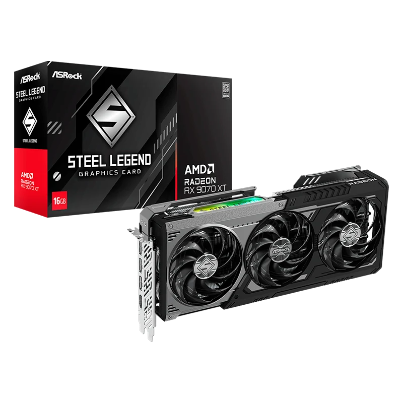 Tarjeta De Video Amd Radeon Rx 9070 Xt Steel Legend Dark 16gb, 16 Gb Gddr6, Pci-e 5.0