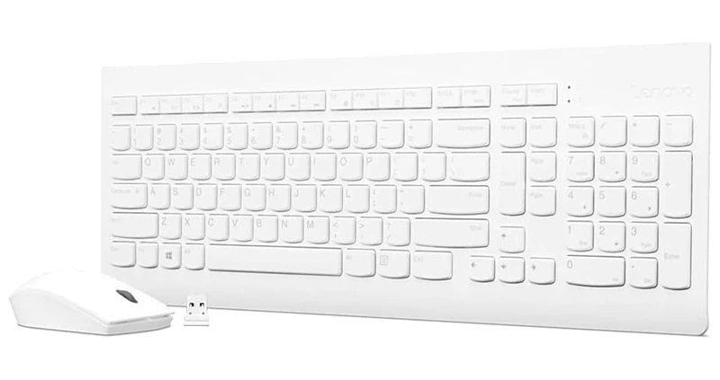 Kit De Teclado + Mouse Combo, Lenovo 510, Inalámbrico, Color Blanco