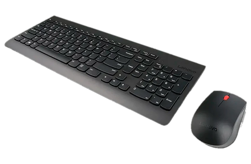 Teclado + Mouse Lenovo, Inalámbrico, Color Negro, (Kit Combo)