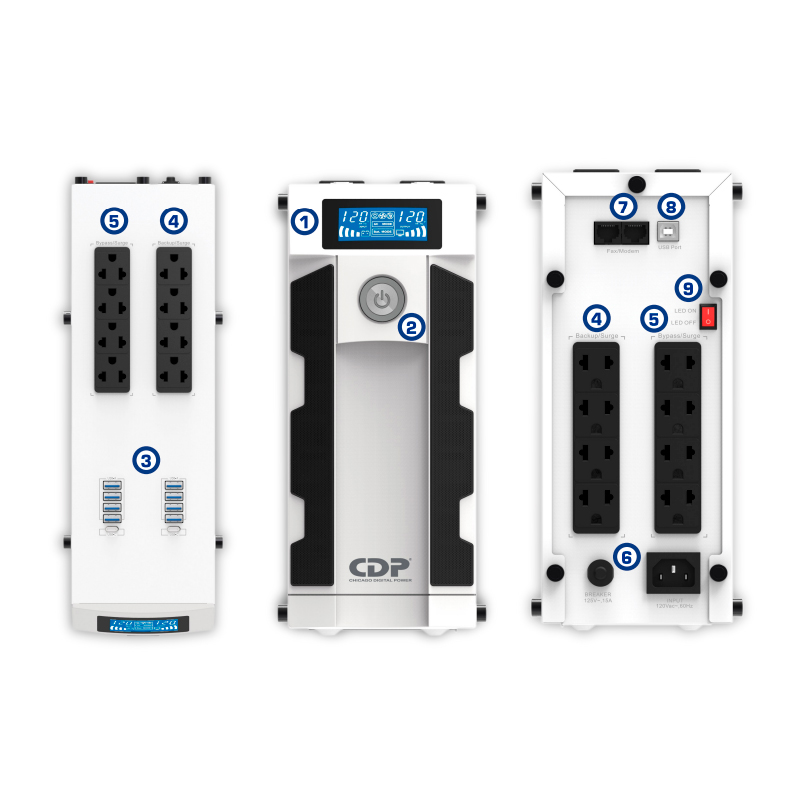 UPS Interactivo CDP (Chicago Digital Power) GSMART 1516i, 1500VA/900W
