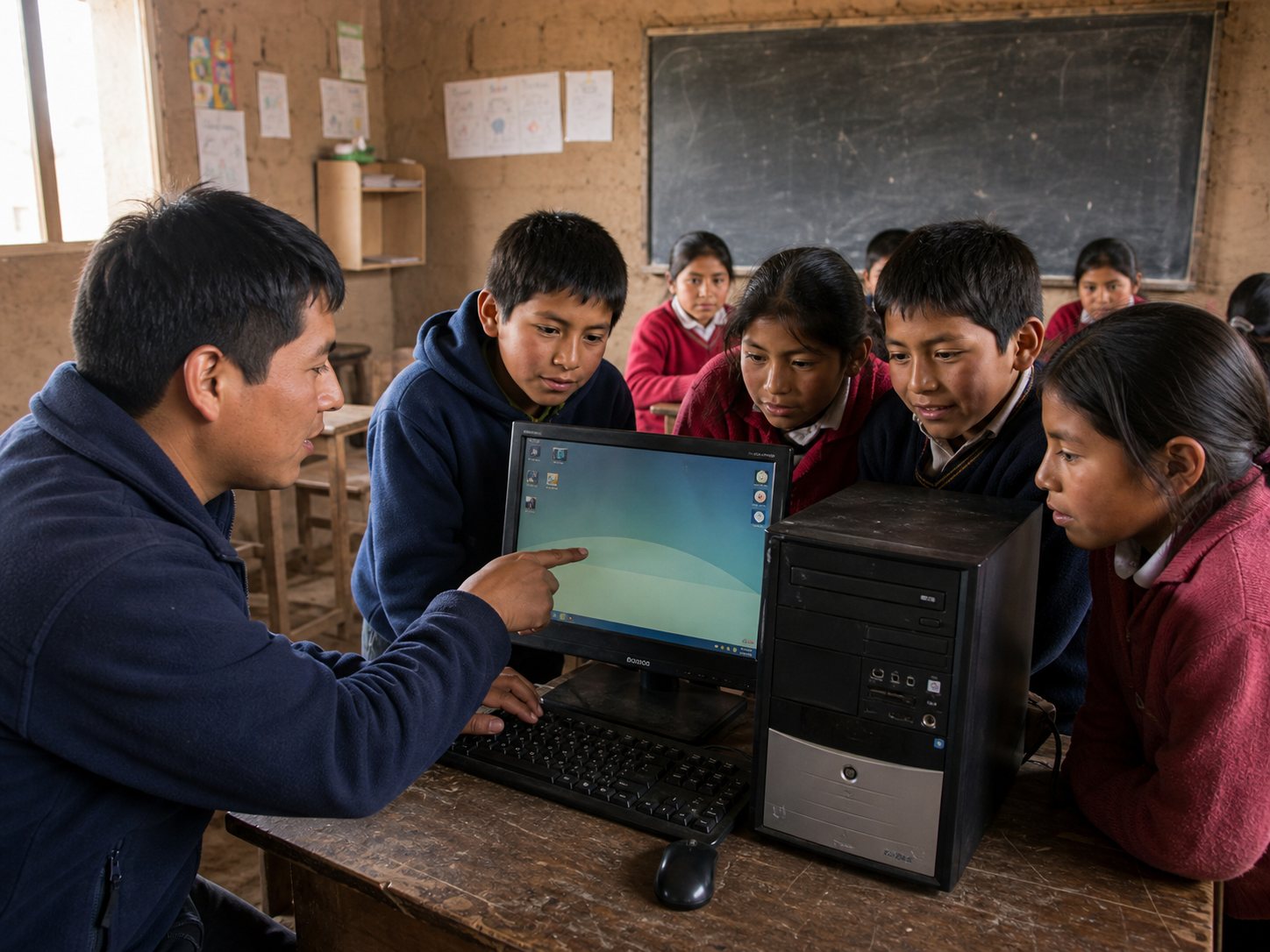 Capacitación e instalación de software educativo en una computadora recuperada